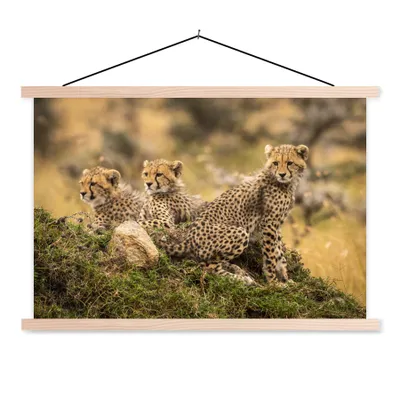 Produktbild von MuchoWow® Textilposter Leopard - Wald - Tier 60x40 cm mit holzfarbenen Rahmen - Bilder