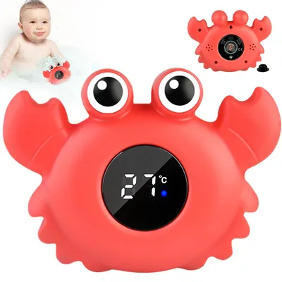 Imagen del producto de Termómetro digital para bebés Nizirioo: Termómetro digital para la bañera con luz LED de advertencia. Función de alerta de temperatura para jugar de forma segura en la bañera y garantizar un baño seguro para niños y niñas