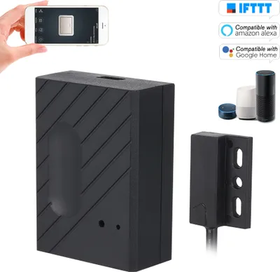 Zdjęcie produktu dla Inteligentny przełącznik WiFi do sterowania bramą garażową – kompatybilny z napędami do bram garażowych, zdalne sterowanie za pomocą smartfona, aplikacja „eWeLink”, funkcja zaprogramowanego czasu, kompatybilny z Amazon Alexa, Google Home, sterowanie głosowe, IFTTT