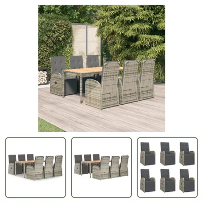 Produktbild von The Living Store 7-tlg. Garten-Essgruppe mit Kissen Grau Poly Rattan