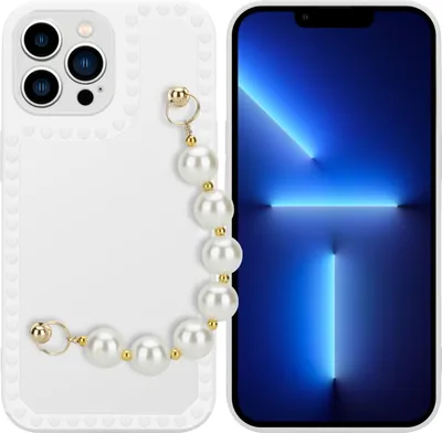 Immagine prodotto di Cadorabo custodia per Apple iPhone 13 PRO MAX custodia protettiva in bianco custodia per telefono cellulare TPU custodia cover catena da polso