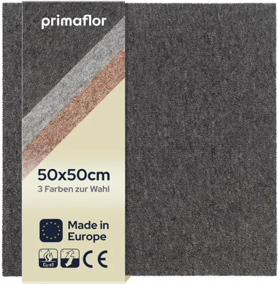 Produktbild von Primaflor Teppichfliese ASTRA - Anthrazit - 50x50cm - Selbstliegender, Strapazierfähiger Teppich Bodenbelag Nadelfilz