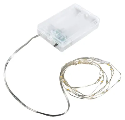 Produktbild von Rayher Mini LED-Lichterkette mit Draht und Timer, warmes Lichtgelb, 130 cm, 20 L