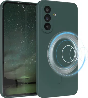 Produktbild von EAZY CASE - Silikonhülle magnetisch für Samsung Galaxy A56, Hülle Silikon, weich stoßfeste Magnet Handyhülle, Schutzhülle mit Kameraschutz, TPU Bumper in Grün