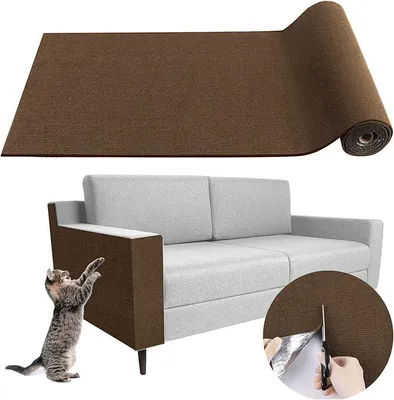 Produktbild von PolkaHome® Kratzmatte für Katzen, selbstklebend, Schutz vor Kratzspuren auf Sofa und Möbeln, Braun, 40 x 200 cm
