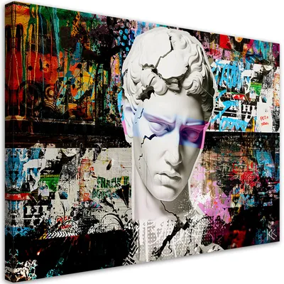 Produktbild von Leinwandbild Bunte Skulptur Graffiti 90x60 Feeby Bunt bild für die wand bereit zum aufhängen