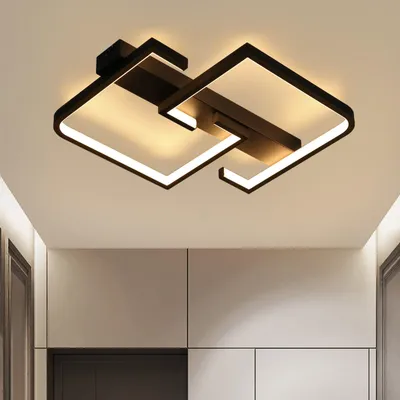 Image de ZMH Plafonnier LED Plafonnier noir Petit plafonnier 19W Lampe de cuisine en métal Blanc chaud 3000K Lampe de chambre pour couloir, chambre, cuisine