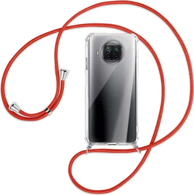 Produktbild von Handykette Backcover-Schutzhülle mit Band (Metall silberfarben) für Xiaomi Mi 10T Lite 5G - rot