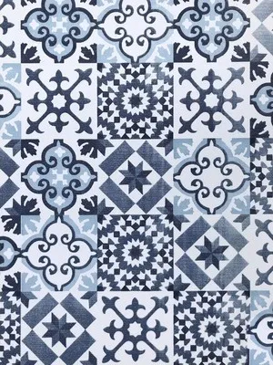 Produktbild von Bodenschutzmatte Vintage Floor Tile Antique blau 65x180 cm