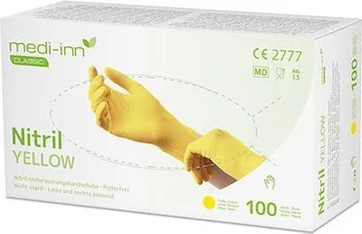 Produktbild von Medi-Inn® Classic Handschuhe, Nitril puderfrei gelb "Nitril Yellow" Größe M
