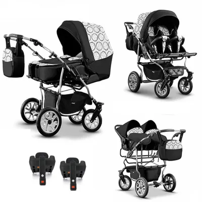 Produktbild von Zwillingskinderwagen 5 in 1 City Twin inkl. Autositze - 16 Teile -  in 19 Farben