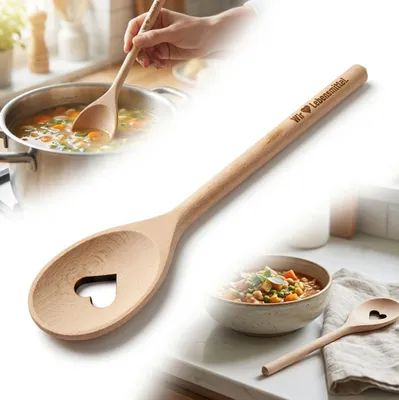 Produktbild von Schwedischer Kochlöffel SERCE + NAPIS, 30 cm, aus Buchenholz, zum Rühren und Kochen