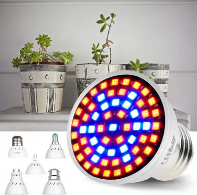 Produktbild von E26/E27 60LEDs,5W 2 Stück Pflanzenlampe,LED-Pflanzenwachstums-Glühbirne,Grow light(Rot,Blau,Grün,UV,IR),Zimmerpflanzen Gemüse Blumen Wachstumslampe