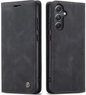 Produktbild von Galaxy S23 FE Hülle, Retro Kunstledertasche mit Standfunktion Schutzhülle für Samsung Galaxy S23 FE Schwarz