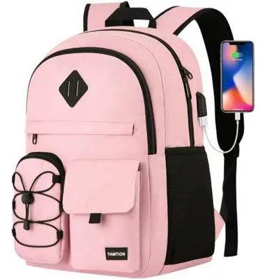Produktbild von Schulrucksack 17,3 Zoll Laptopfach USB-Anschluss Rosa