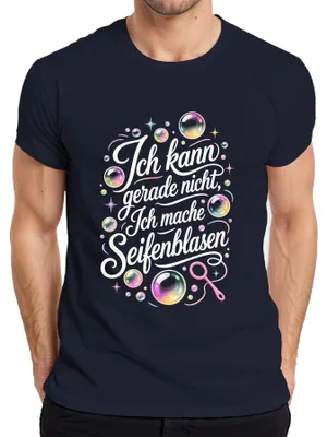 Productafbeelding van "Ik kan nu niet" - T-shirt met opdruk, sarcastische uitdrukking, voor heren, marineblauw, maat L
