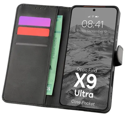 Produktbild von Handyhülle mit Klappe für Oppo Find X9 Ultra, Bizon Case Pocket, Schwarz