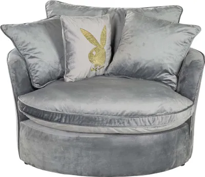 Produktbild von PLAYBOY - Drehsessel/Loveseat "ELOISE" Fernsehsessel inkl. 4 Kissen, gepolsterte Sitz- und Rückenlehne, 360° Drehfunktion, Samtstoff in Anthrazit
