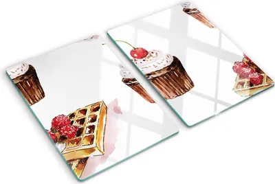 Obrázok produktu pre Sklenená ochranná doska – Kryt varnej dosky – Kryt na indukčnú dosku – 2x40x52 cm – Rýchle čistenie – Tvrdené sklo – Dezert