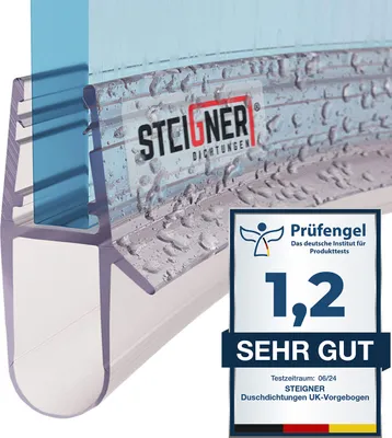 Produktbild von STEIGNER Duschdichtung, 70cm, Glasstärke 5/6/ 7/8 mm, Vorgebogene PVC Ersatzdichtung für Runddusche, UK17