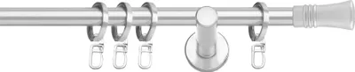 Produktbild von SN Deco Gardinenstange Lyon, 19 mm, 1-läufig, Stahl, Komplett-Set mit Ringen, Auflageträger, 320 cm, chrom-matt