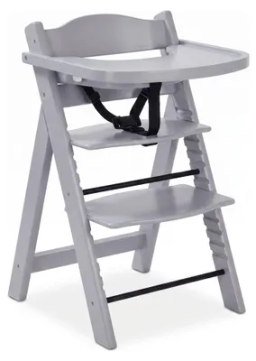 Zdjęcie produktu dla Buxibo drewniane krzesełko do karmienia dla dzieci - z deską do jedzenia - regulowane krzesełko dla wygody i designu - z poduszką - 48x58x80 cm - szare