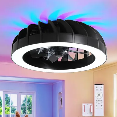 Produktbild von RRBRST RGB Deckenventilator mit Beleuchtung, Dimmbar Deckenleuchte mit Ventilator Leise, RGB Deckenlampe mit Ventilator Fan mit Fernbedienung