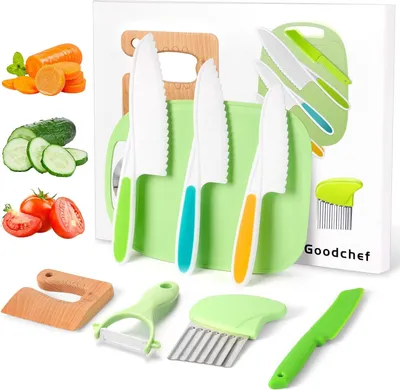 Produktbild von Kindermesser 8-teiliges Spielzeug Sets,Montessori Messer für Kindermesser ab 2 Jahren, Kinder sicheres Lernmesser,Lernspielzeug