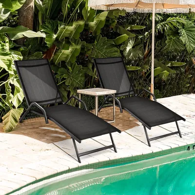 Obrázok produktu pre COSTWAY Sada 2 ležadiel, záhradné ležadlo, nosnosť do 160 kg, 5-polohové nastaviteľné operadlo, 184,5 x 62 x 71 cm, vonkajšie ležadlo na terasu, záhradu, balkón