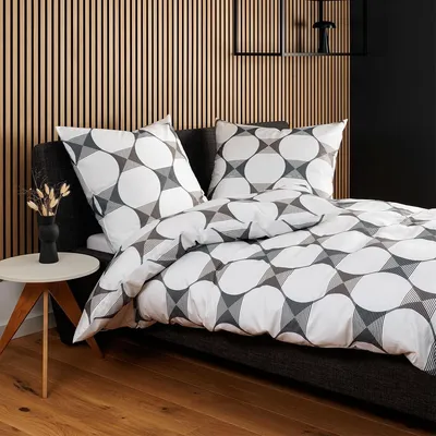 Produktbild von Janine Mako-Satin Bettwäsche J.D. 87103 weiß grau schwarz 135x200 cm + 80x80 cm