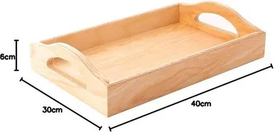 Image de Plateau en bois, 40 x 30 x 6 cm, en pin