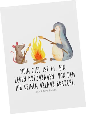 Produktbild von Mr. & Mrs. Panda Postkarte Pinguin Lagerfeuer - Weiß - Geschenk, Feuer, Ansichtskarte, Leben, Fotokarte, Job, Ansichtskarten, Postkarten, Arbeit, Grußkarte