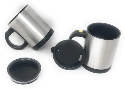 2 selbstrührende Thermobecher, 350 ml, rund, wiederverwendbar