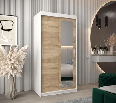 Produktbild von Spiegelschrank DONICELA 1 - 100 cm, weiß / sonoma