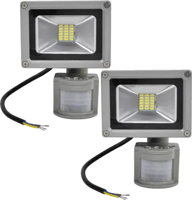 Immagine prodotto di 2pcs 20W LED faretto proiettore all'aperto proiettore con rilevatore di movimento, Greenmigo bianco freddo parete faretto grigio alluminio IP65 impermeabile AC 85-265V luce diurna bianco