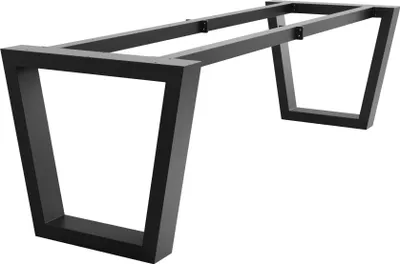 A black metal table base with a trapezoidal design, shown against a white background.