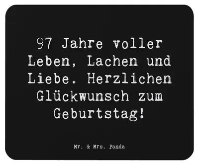 Produktbild von Mr. & Mrs. Panda Mauspad Spruch 97. Geburtstag - Schwarz - Geschenk, Mouse Pad, Geburtstagsgeschenk, mausteppich, pc mousepad, mousematte, Lebensreise, Alter, Freude