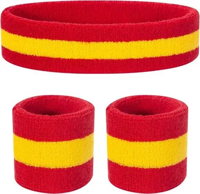 Productafbeelding van Unyqoos® Kinder sporttranspiratieband-set, 3-delig – 1 transpiratieband + 2 polsbandjes, 80% katoen, 12% Elasthan, 8% nylon, transpiratieband 16x5 cm, polsbandjes 6x6 cm, geschikt voor kinderen van 2-8 jaar