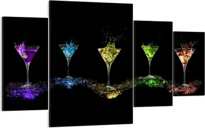 Produktbild von Bild auf Leinwand - Leinwandbild - Cocktail trinken Alkohol Glas - 160x90cm - Wand Bild - Wanddeko - Leinwanddruck - Bilder - Kunstdruck - Wanddekoration - Leinwand bilder - Wandkunst - DL160x90-0442