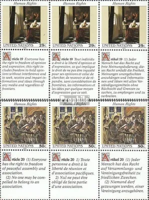 Produktbild von Briefmarken UNO - New York 1992 Mi 640-641 Sechserblock (kompl.Ausg.) gestempelt Menschenrechte