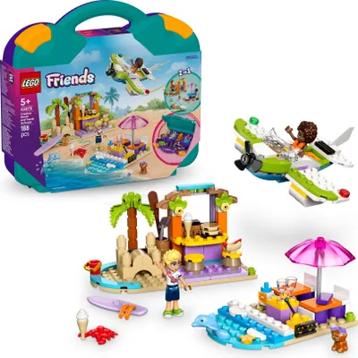 Produktbild von LEGO Friends Kreativer Reisekoffer, Bauspielzeug, Bau- und Spielset für Rollenspiele, Geschenk für Mädchen ab 5 Jahren, 2 Minifiguren der Charaktere, Tierfiguren, ein Hund und ein Delfin 42672