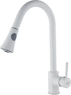 Immagine prodotto di Rubinetto lavello di design verticale con bocca estraibile Granito bianco