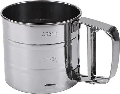 Obrázok produktu pre Sitko na múku – Profesionálne sitko z nehrdzavejúcej ocele – Sitko na múku – Sitko na cukor – Sitko na práškový cukor – Kuchynské náčinie – Stojanový mixér – Kuchynský stôl – Nerezová oceľ – Ručné sitko na múku