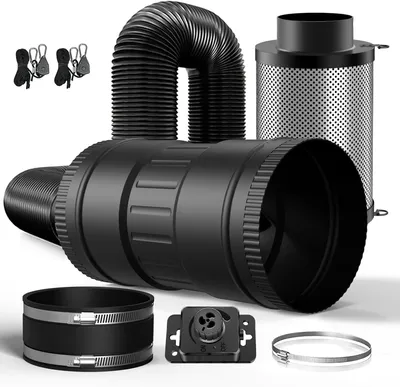 Obrázek produktu pro Ventilační sada 100 mm - Trubková ventilace - Odvodní ventilátor - Filtr s aktivním uhlím - Odvodní hadice -