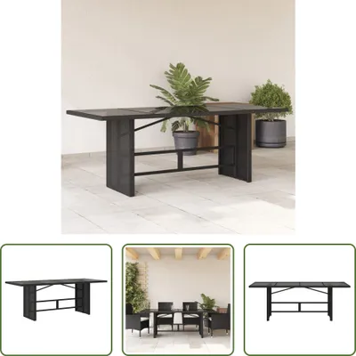 Produktbild von The Living Store Gartentisch mit Glasplatte Schwarz 190x80x75 cm Poly Rattan