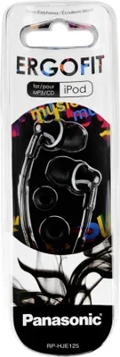 Immagine prodotto di Panasonic RP-HJE125E-K - Ergofit - Auricolari - in-ear - con cavo - spina da 3,5 mm