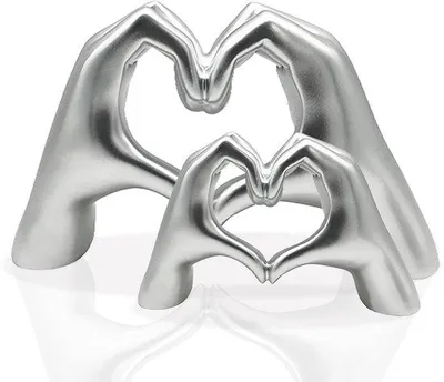 Immagine prodotto di Set di 2 sculture a forma di cuore in argento di Unyqoos® – oggetti decorativi per soggiorno e ufficio, grande 25×6×13,5 cm, piccolo 14,5×3,5×8 cm