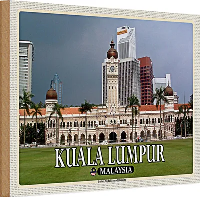 Produktbild von Holzschild Reise 30x20cm Kuala Lumpur Sultan Abdul Building