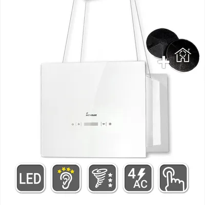 Image de Hotte aspirante cuisine, Hotte Îlot 40cm acier inoxydable verre blanc