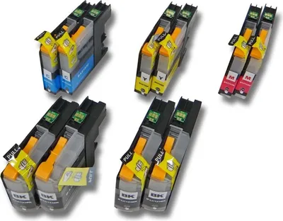 Produktbild von vhbw 10x Tintenpatronen kompatibel mit Brother DCP-J752DW, MFC-J245, MFC-J4310DW, MFC-J4510DW, MFC-J4410DW, MFC-J4610DW Drucker + Chip (Kompatibel)